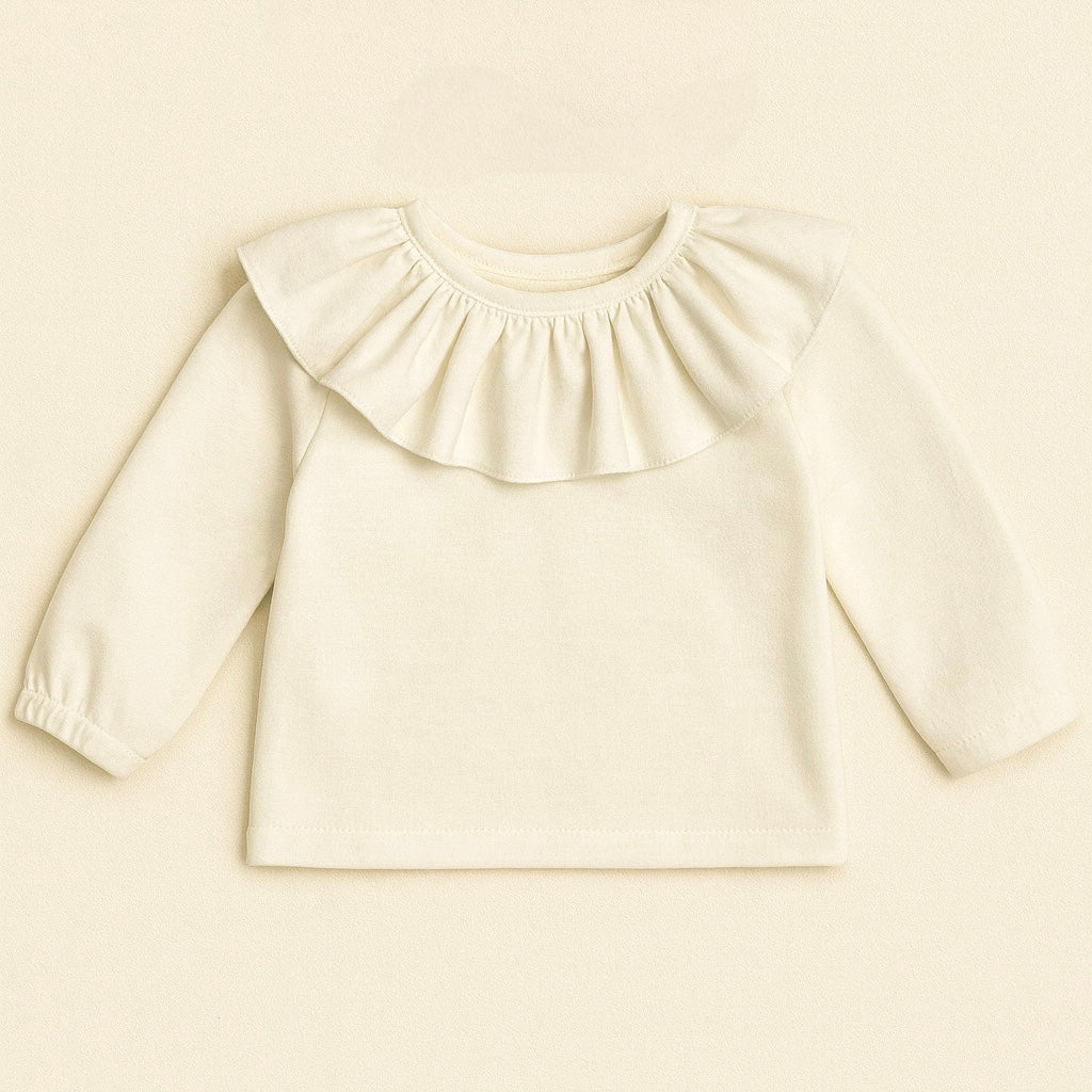 Felpina panna con maxi colletto arricciato