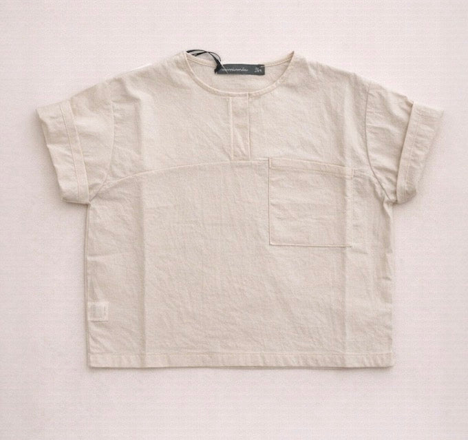 T-shirt bambino in cotone color panna
