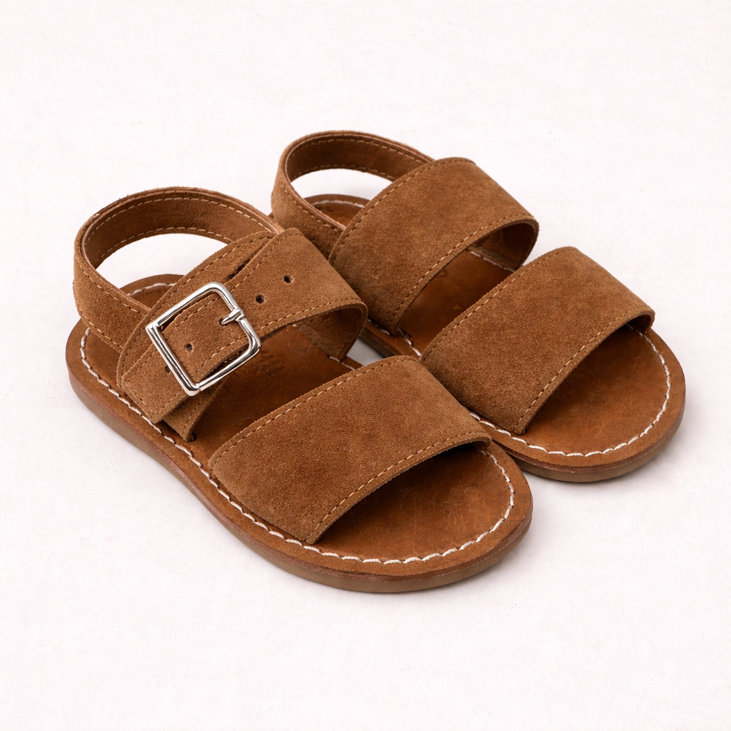 Sandalo bambino in pelle scamosciata beige sabbia