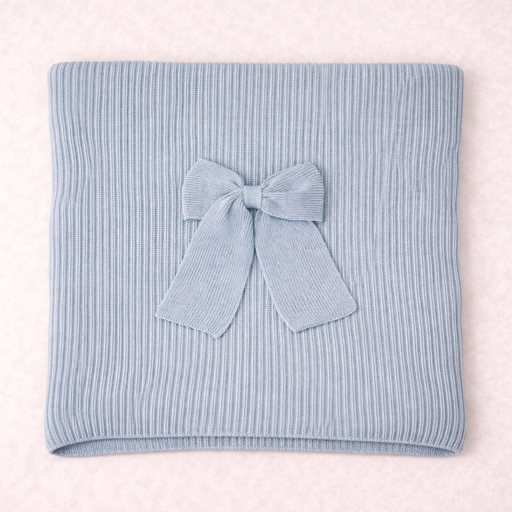 💙 Set Nascita Azzurro Polvere con Maxi Fiocco