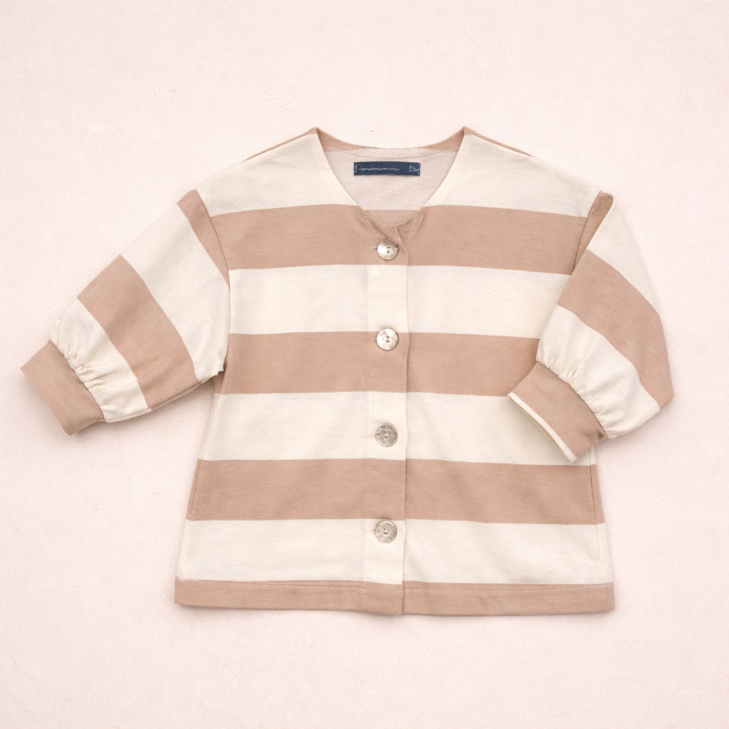 Camicia a righe beige e panna