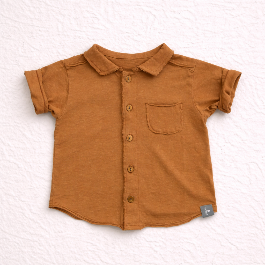 Camicia bambino in cotone color biscotto