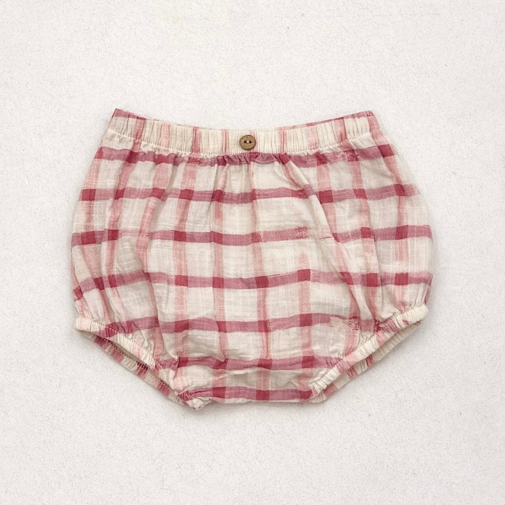 Culotte bimba a quadri rosa e panna