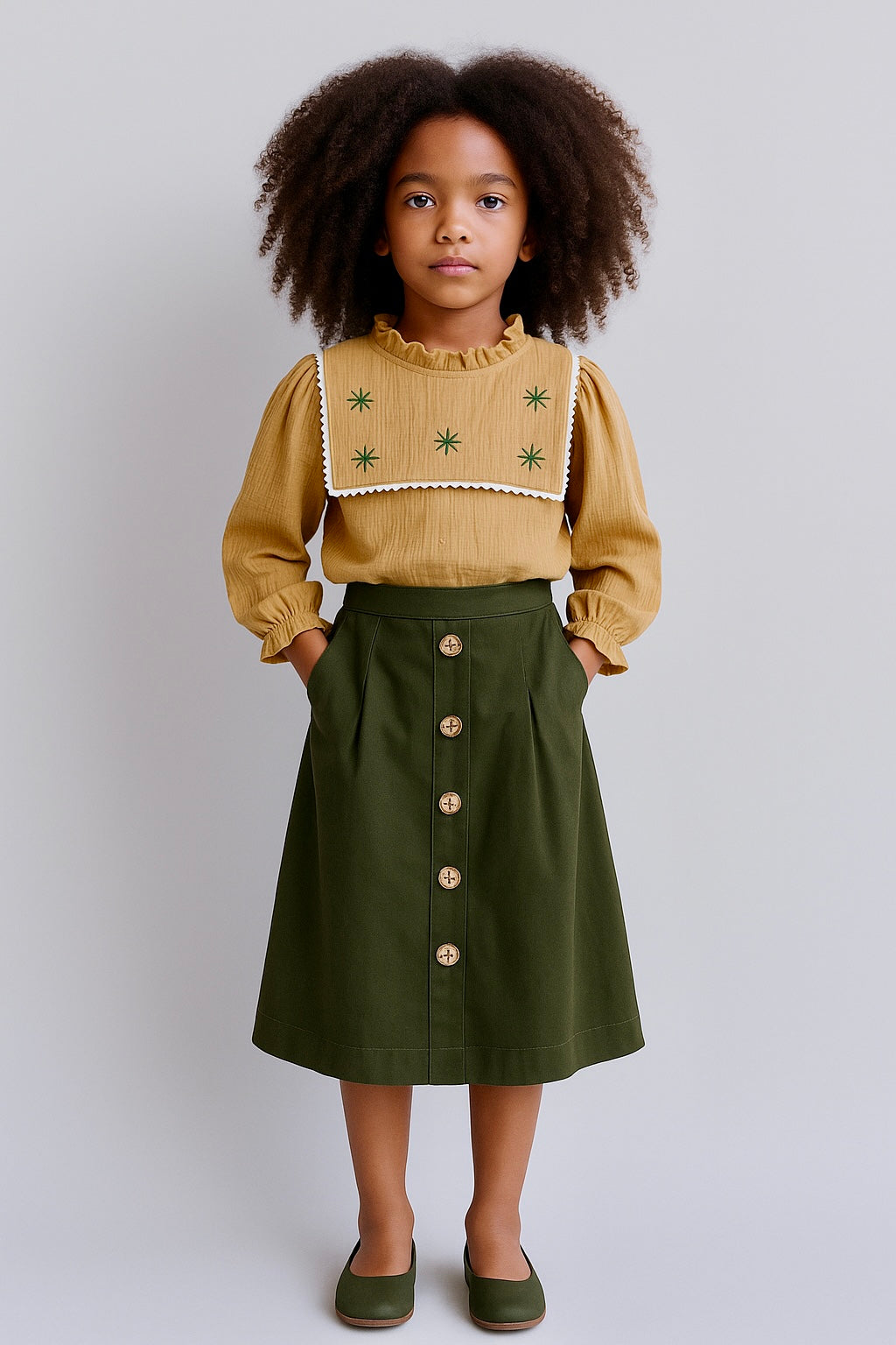 ✨ Gonna in cotone verde oliva