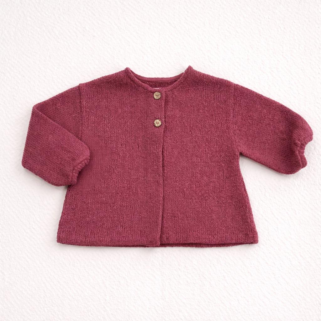 Cardigan lampone morbido in maglia
