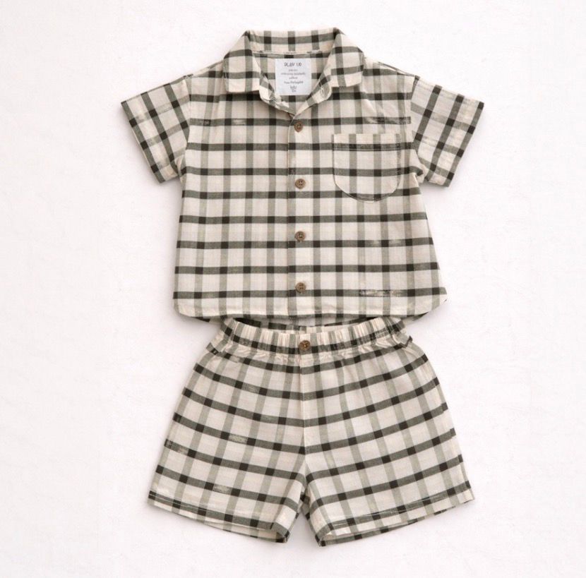 Completo in cotone a quadri – camicia e bermuda