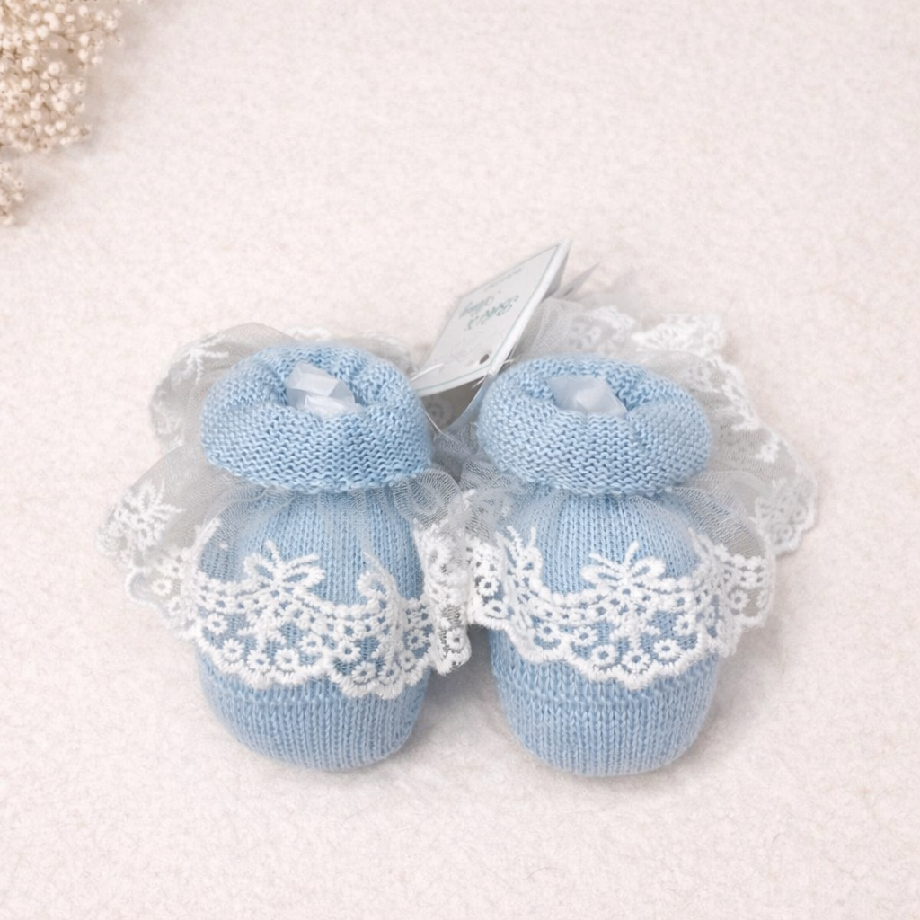 🩵Set Nascita Azzurro Polvere con Pizzo