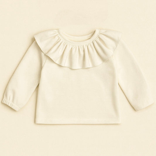 Felpina panna con maxi colletto arricciato