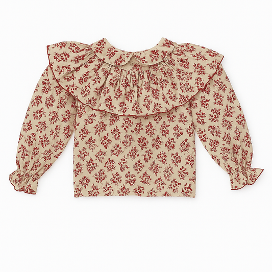 🌹 Blusa floreale con colletto a balza