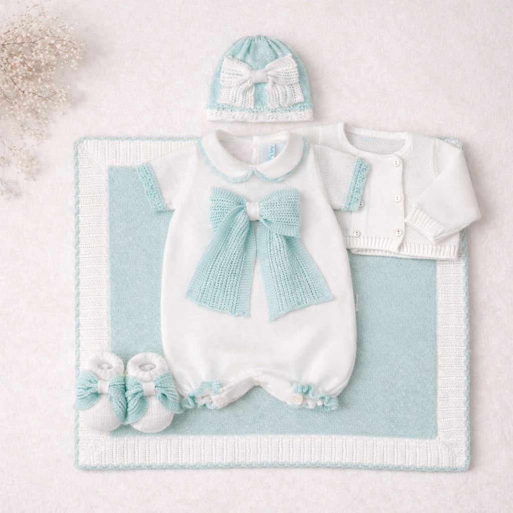 🤍 Set Nascita Bianco & Verde Acqua