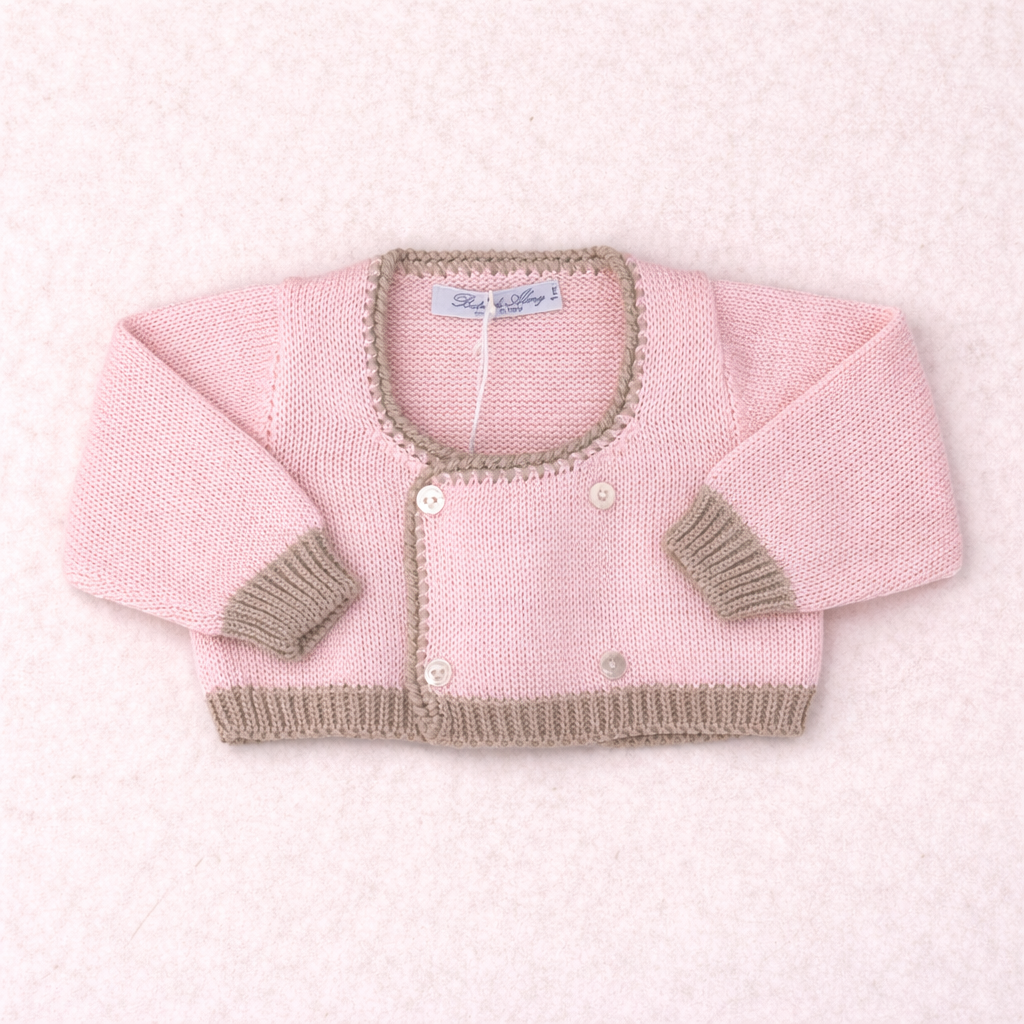 🌸 Set Nascita Rosa e Tortora con Maxi Fiocco