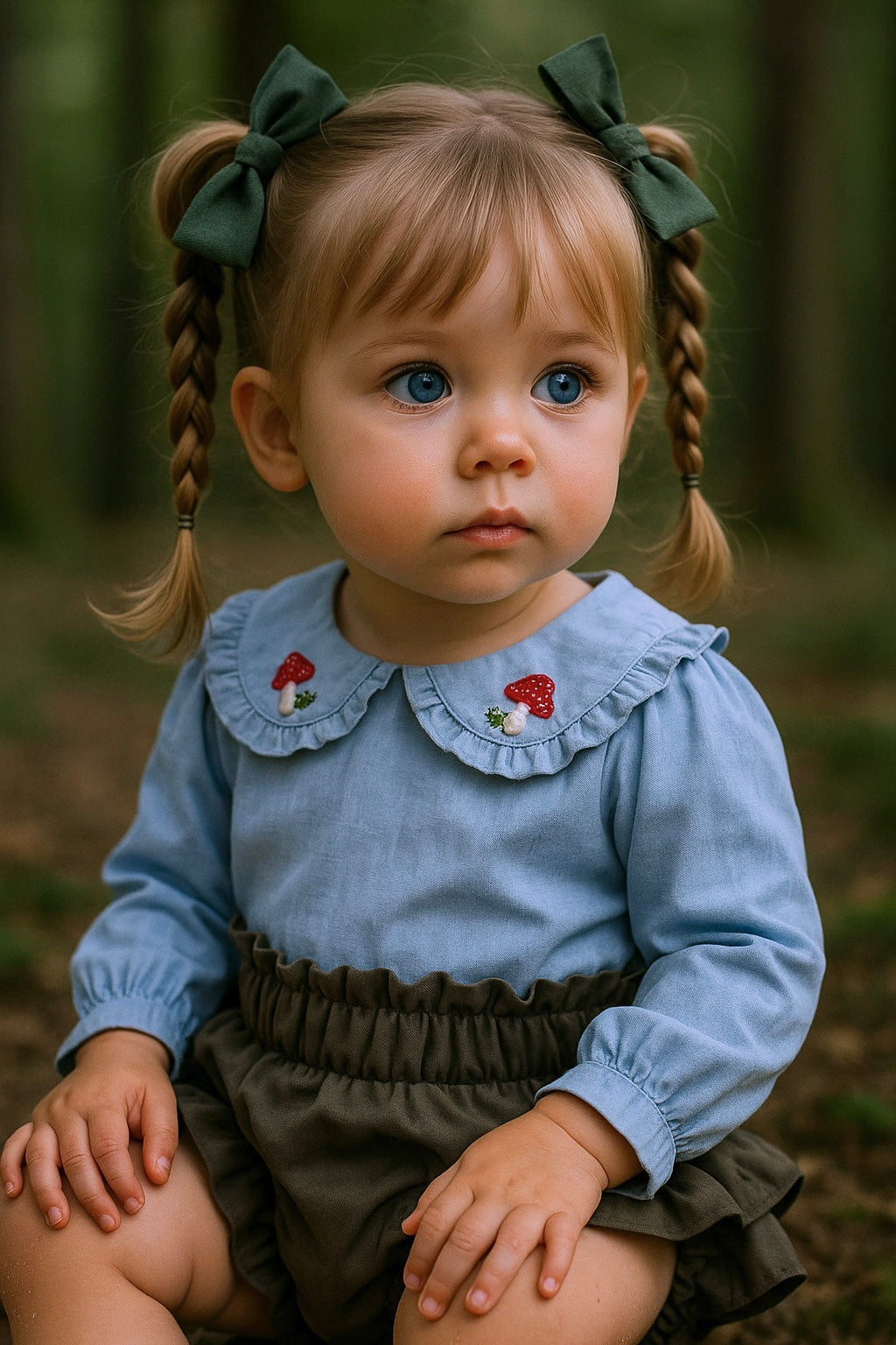 Camicia celeste con colletto ricamato