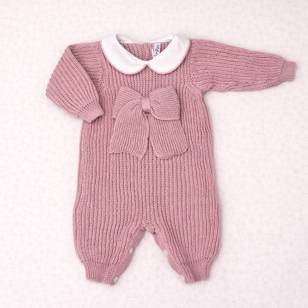 🌸 Set Nascita Rosa Antico con Maxi Fiocco