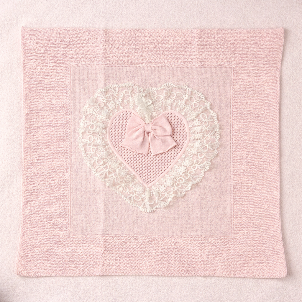 🌸 Set Nascita Rosa Cipria con Pizzo e Cuore