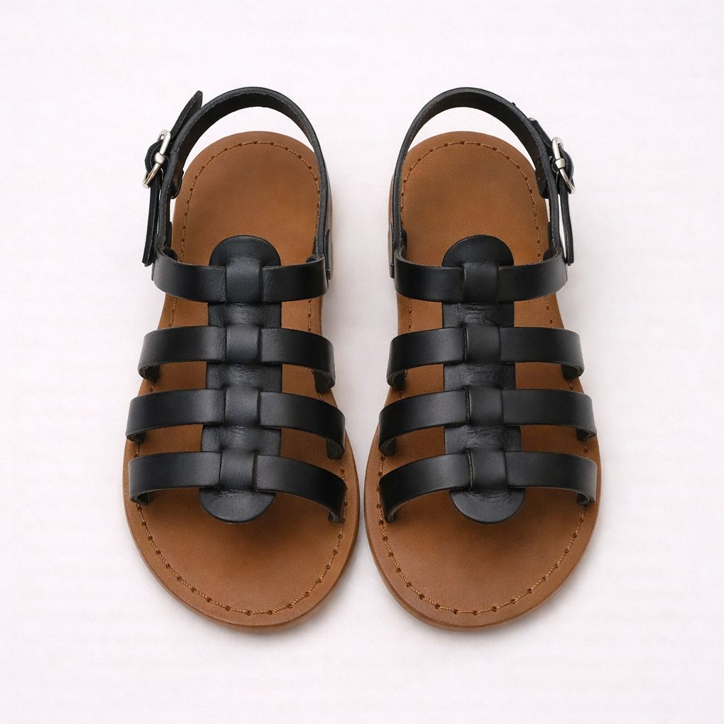 Sandalo bambino in pelle stile gladiatore