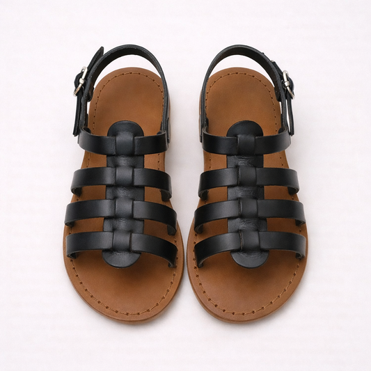 Sandalo bambino in pelle stile gladiatore