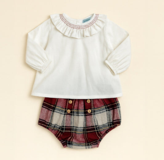 Completo Bimba “Plaid Bordeaux & Ruches”