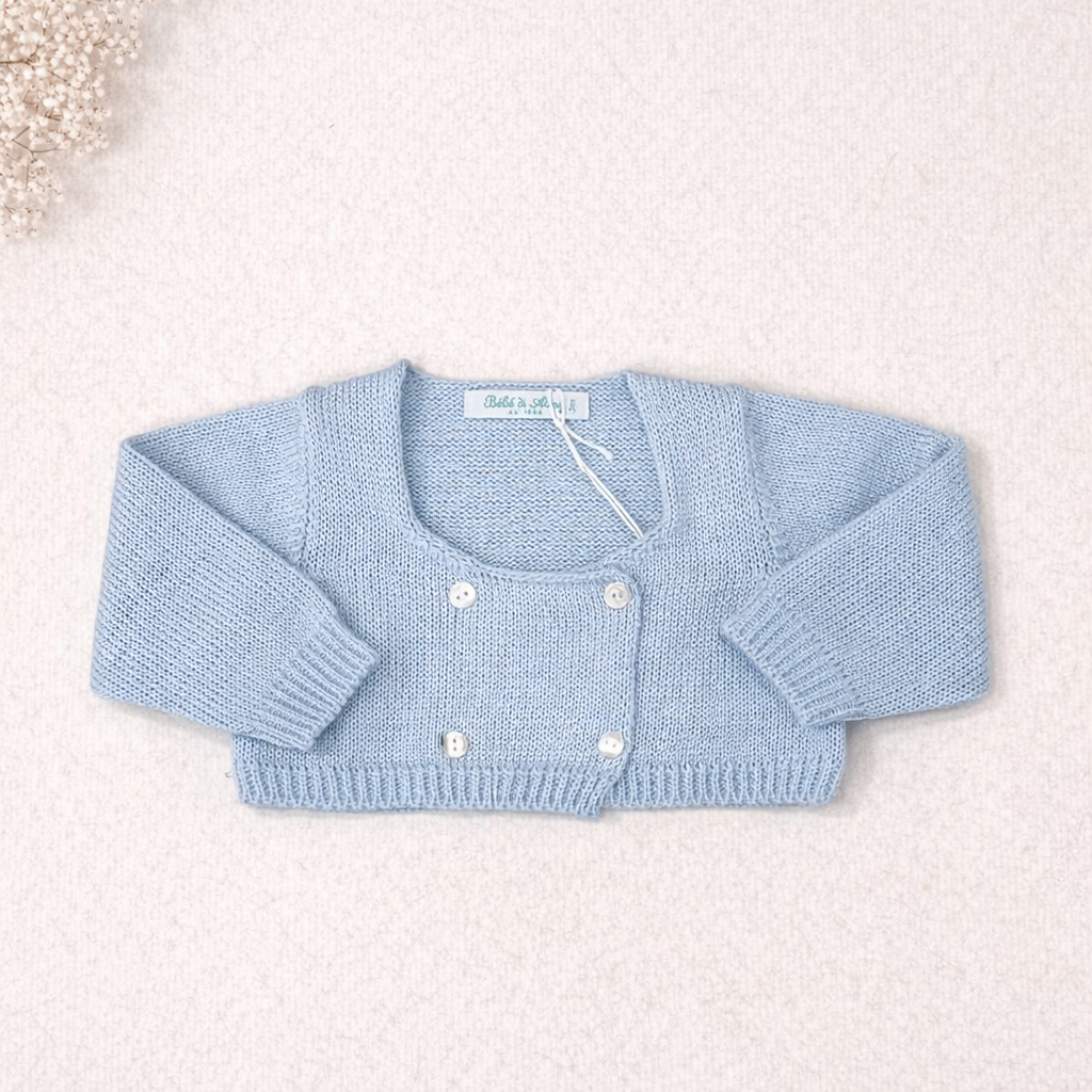 🩵Set Nascita Azzurro Polvere con Pizzo