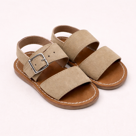 Sandalo bambino in pelle scamosciata beige sabbia