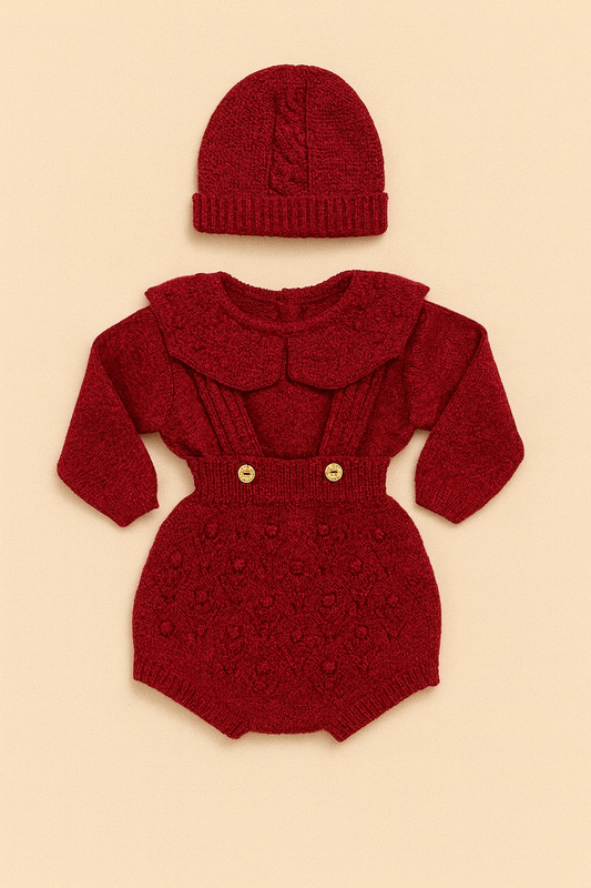 Coordinato Maglia “Fiocchetti Rosso Rubino”