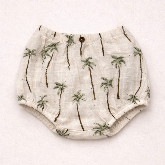 Culotte neonato in lino con stampa palme