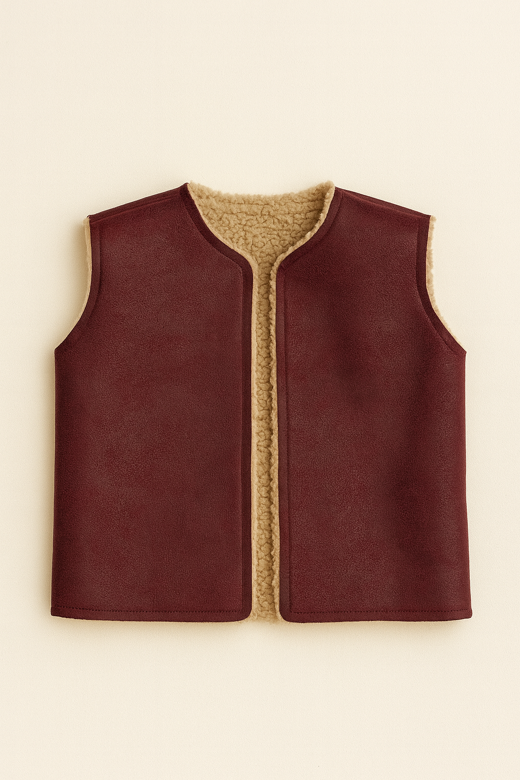 Gilet in ecopelle con effetto montone