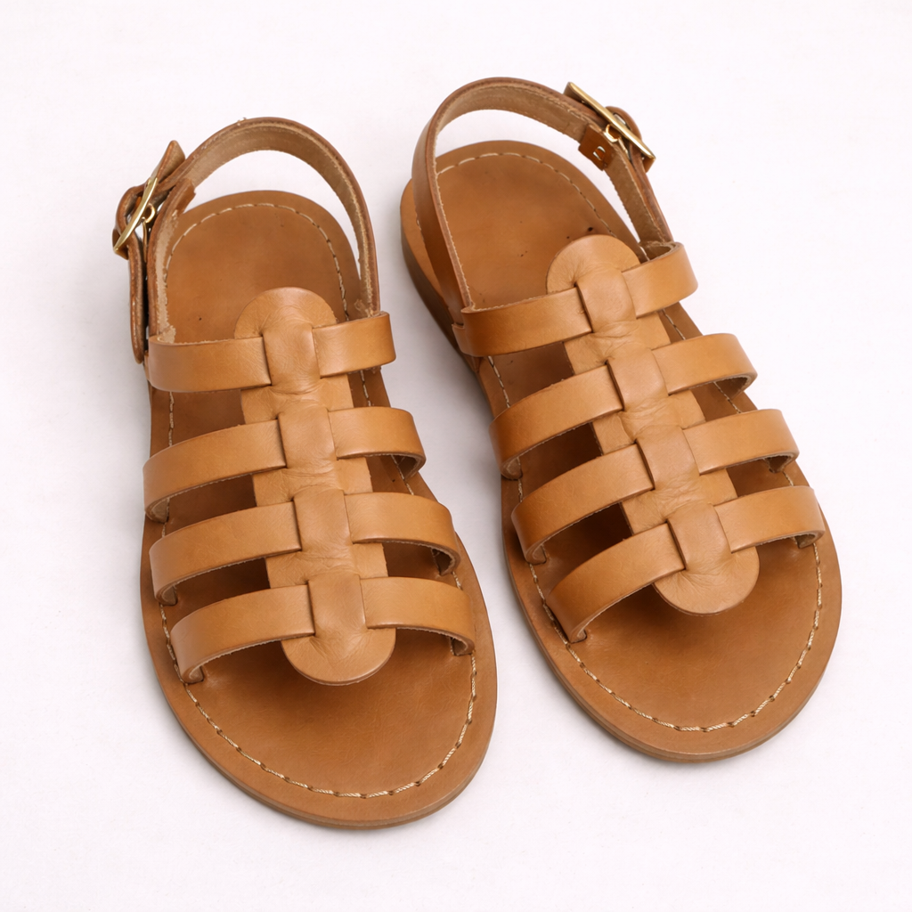 Sandalo bambino in pelle stile gladiatore