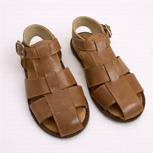 Sandalo bambino in pelle stile gladiatore