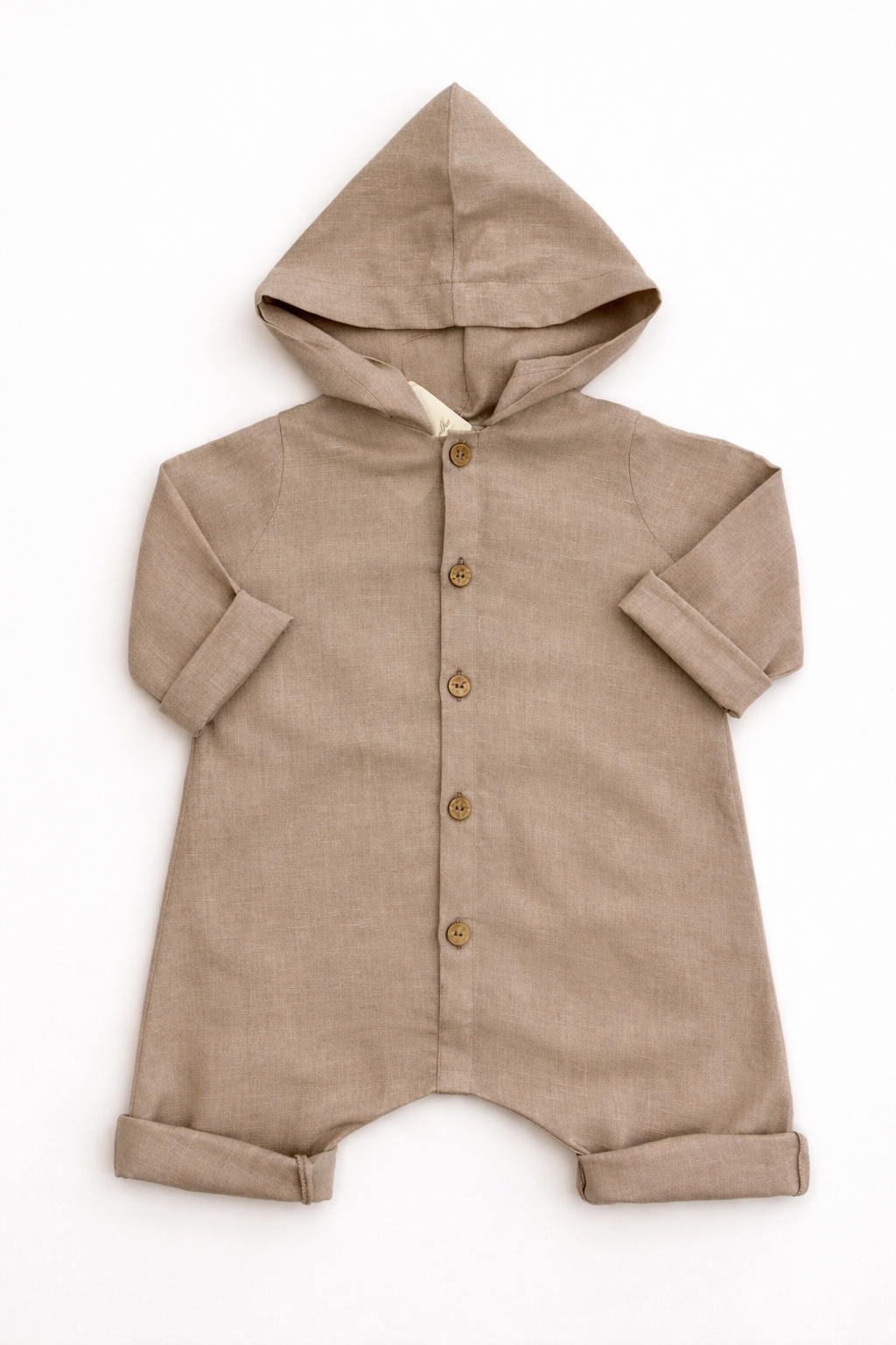 tutone neonato con cappuccio in lino leggero