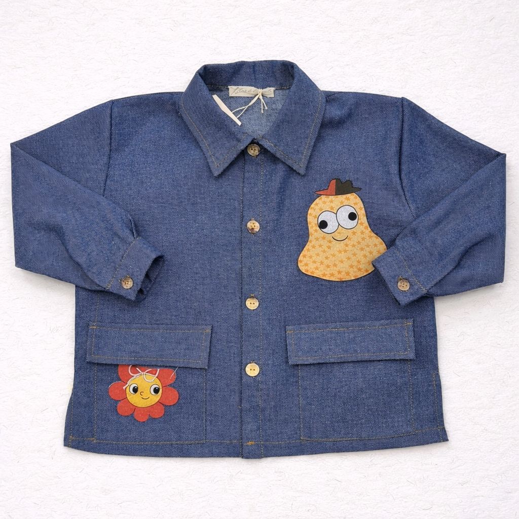 Giacca camicia in chambray con stampa pop