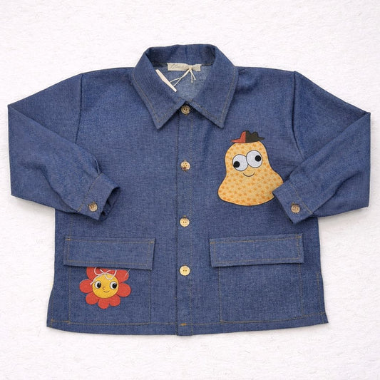 Giacca camicia in chambray con stampa pop