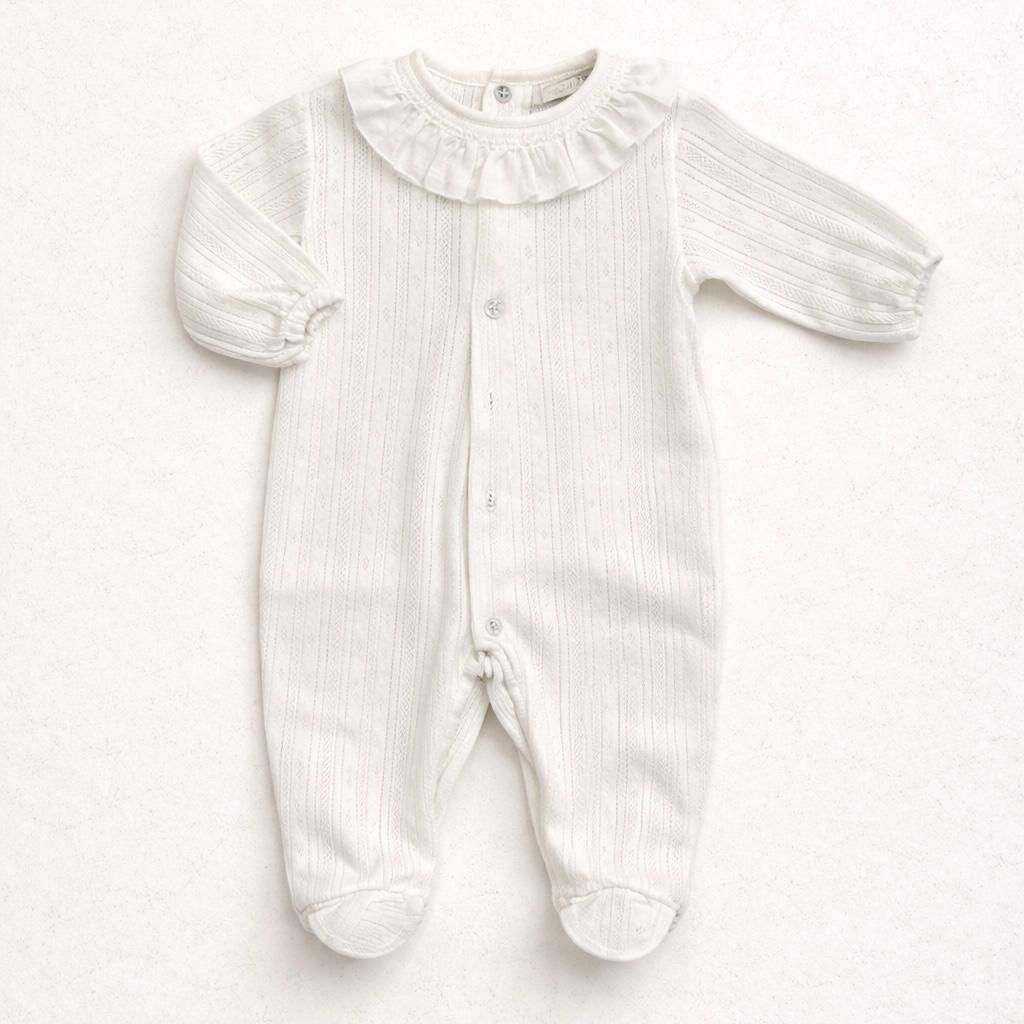 Tutina neonato in maglia con colletto volant