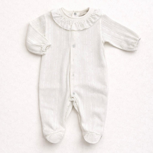 Tutina neonato in maglia con colletto volant