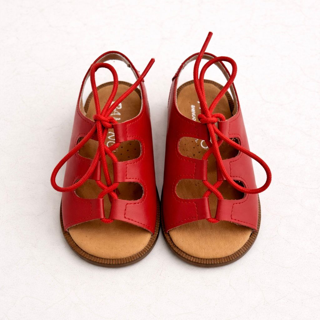 Sandali bimbi in pelle scamosciata con lacci