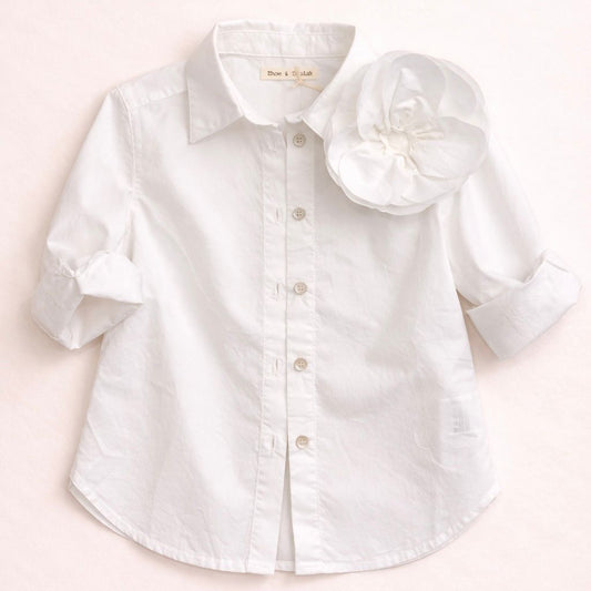 Camicia Bianca con Fiore e Fiocchi Retro