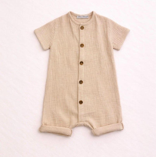 Tutina corta in mussola beige