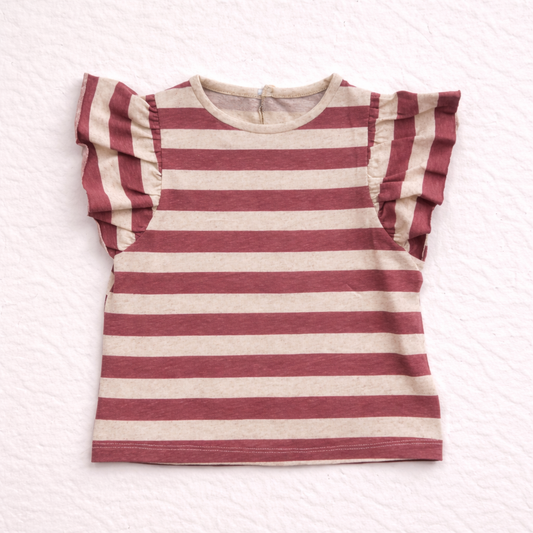 T-shirt bambina a righe con maniche volant