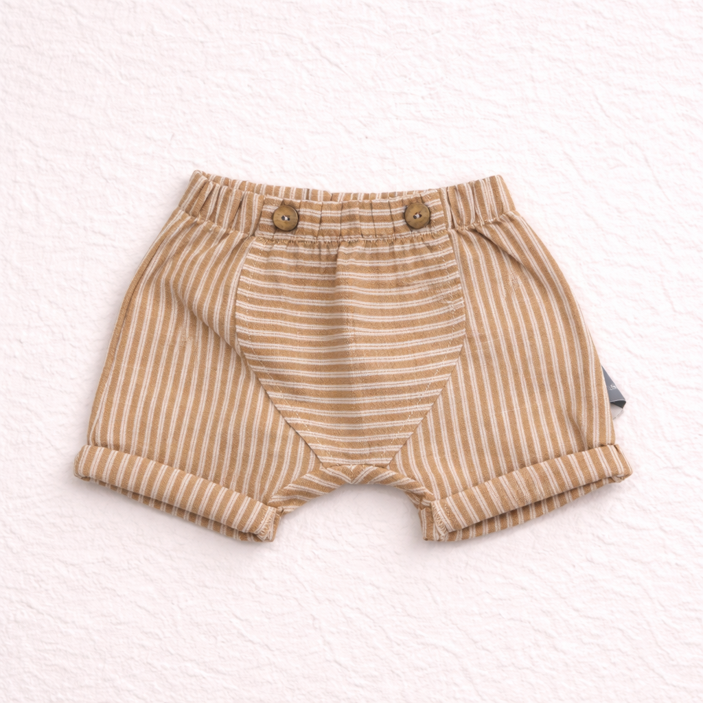 Pantaloncino bambino a righe color biscotto
