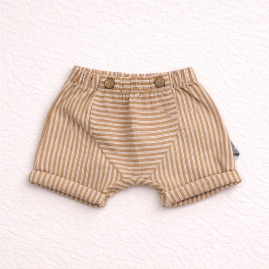 Pantaloncino bambino a righe color biscotto