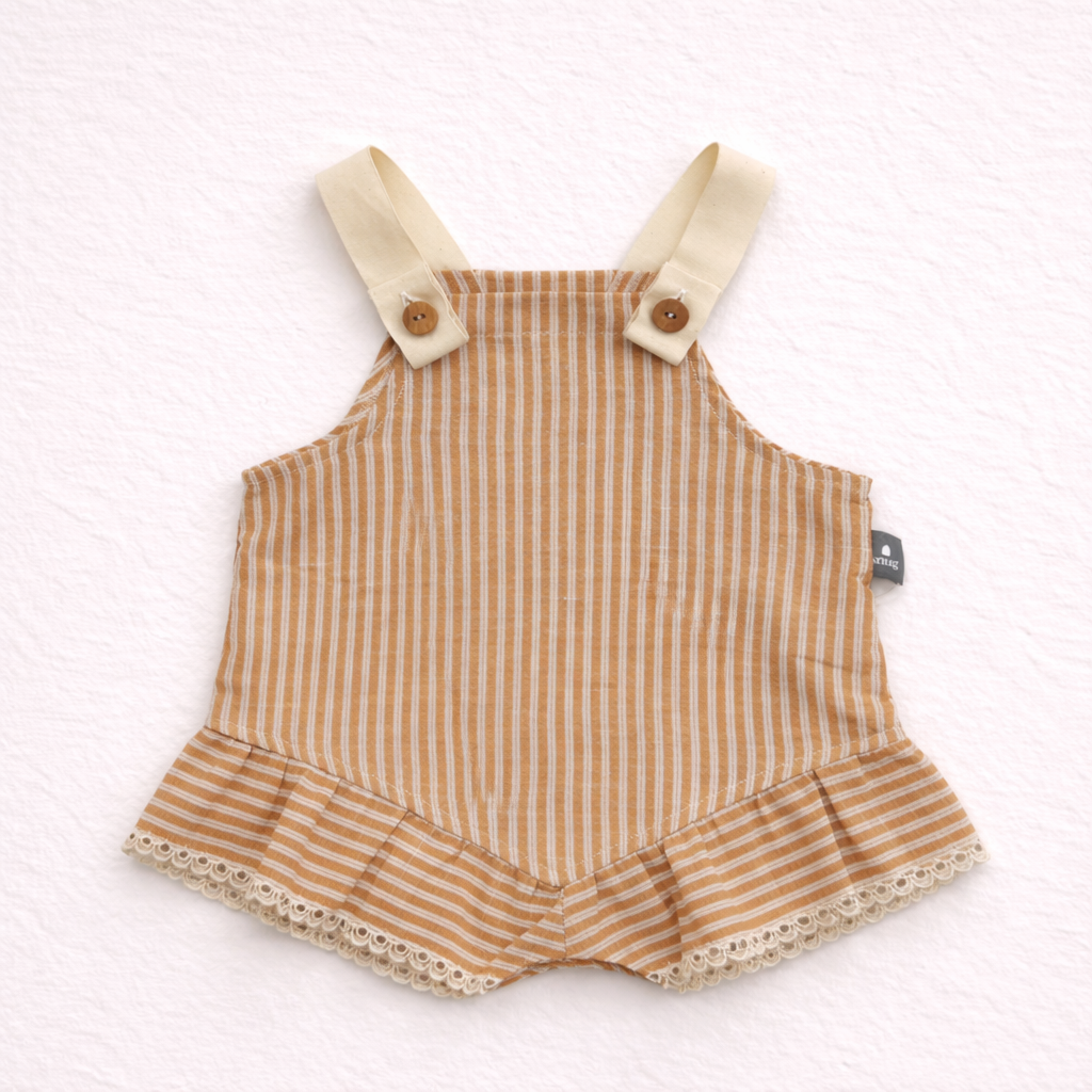 Top bambina a righe color miele con bretelle